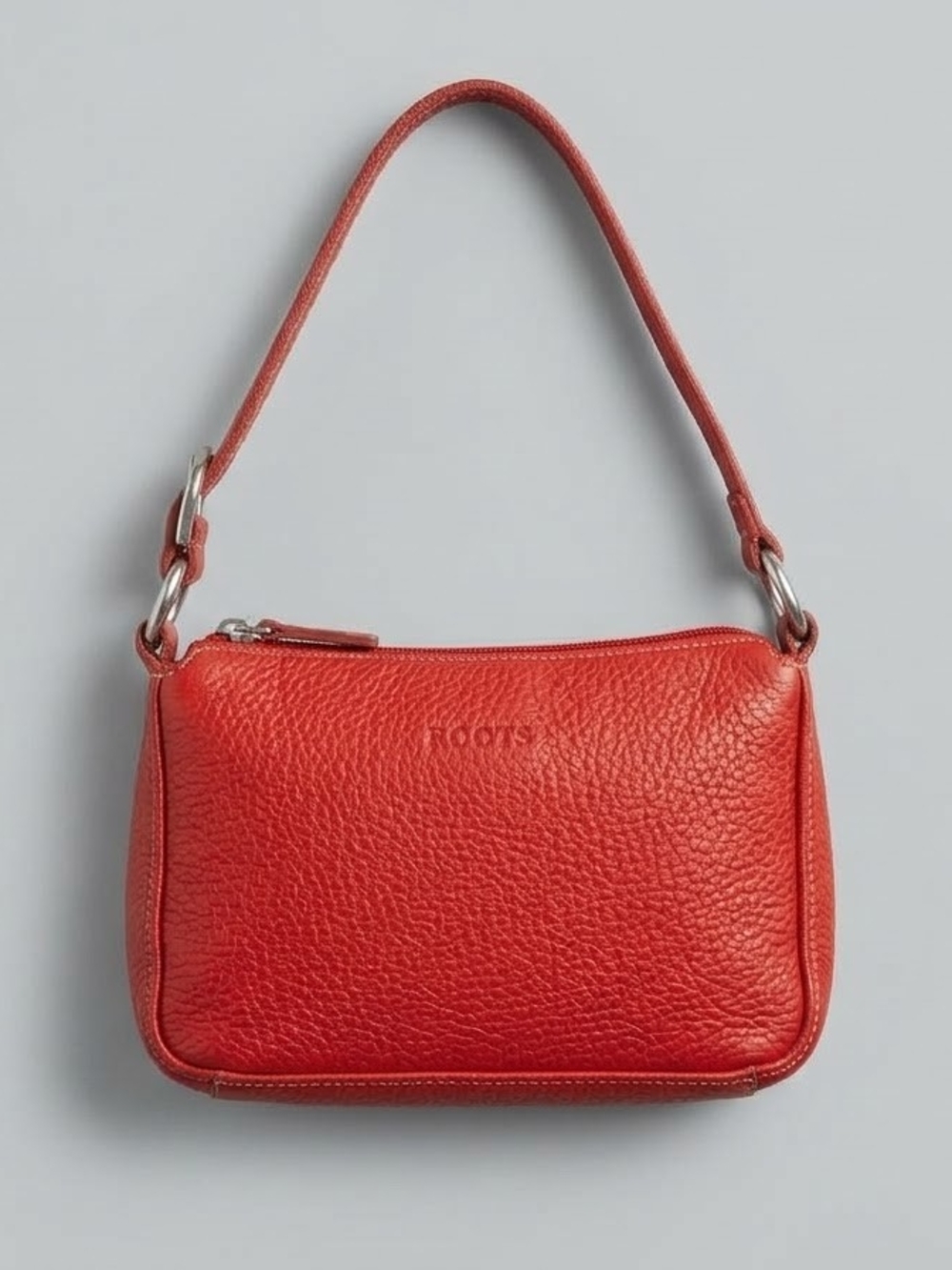Roots Pebbled Leather Red Shoulder Bag